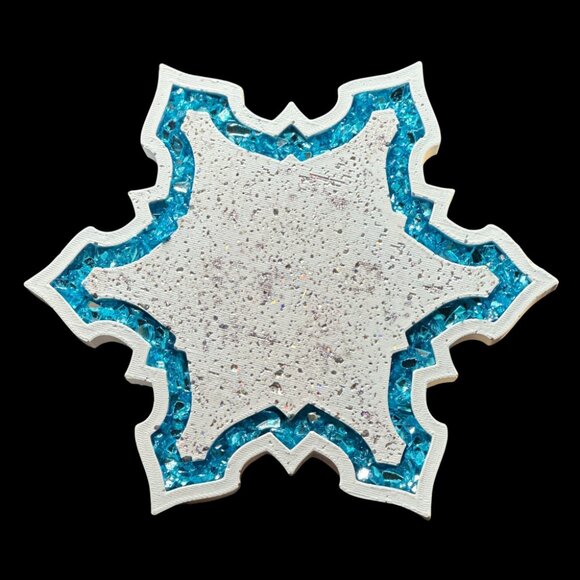 Blue Snowflake Eco Resin Vanity Tray with Glass Border | Jewelry Tray - Picture 1 of 2